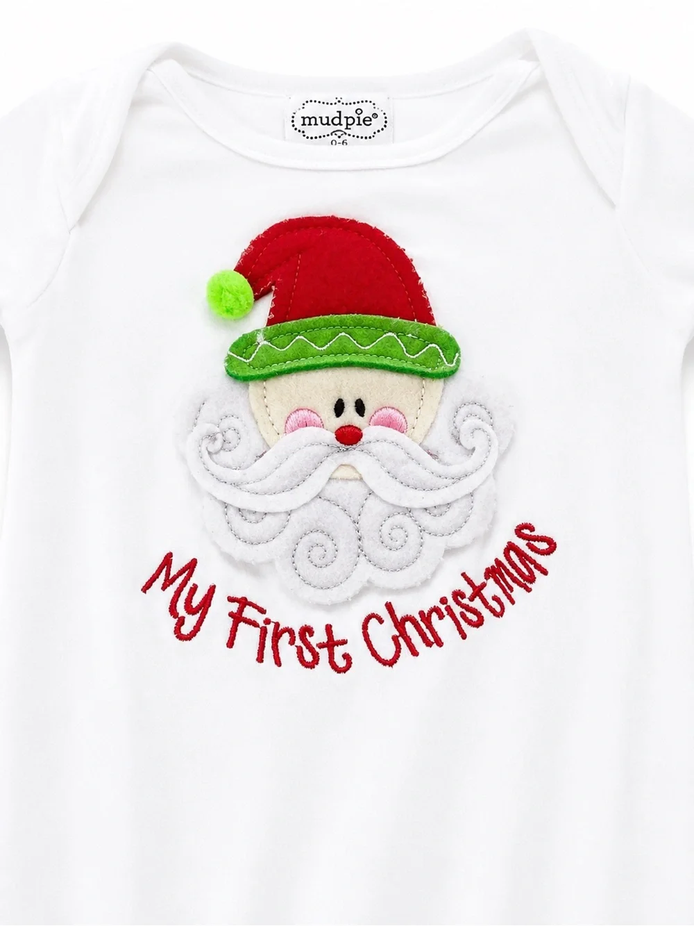 Mud Pie White 'My First Christmas' Santa Sleep Gown with Red & Green Appliqué